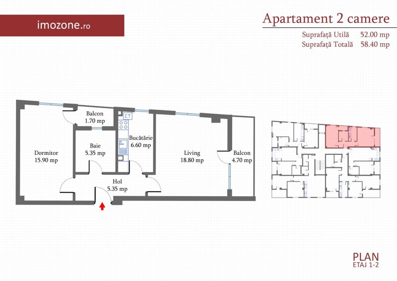 Apartament 2 camere, 57 mp, decomandat, etaj 1/4, MILITARI Pacii, COMISION 0%